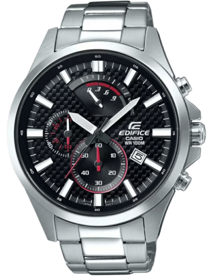 Official Casio Warranty] Casio Edifice EFV-580 Series Men's Chronograph  Date Display Stainless Steel Leather Strap
