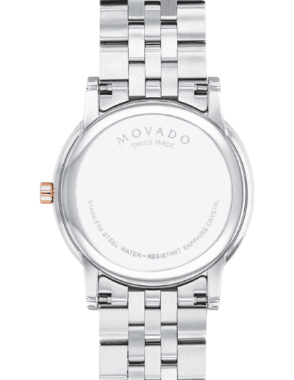 Movado swiss made stainless steel water resistant sapphire outlet crystal